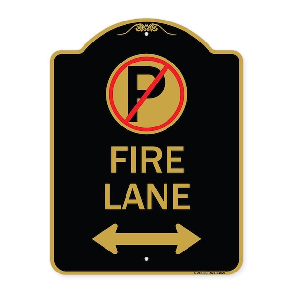 Signmission Fire Lane No Parking & Arrow Pointing Left & Right Heavy-Gauge Alum Sign, 18" x 24", BG-1824-24021 A-DES-BG-1824-24021 - main